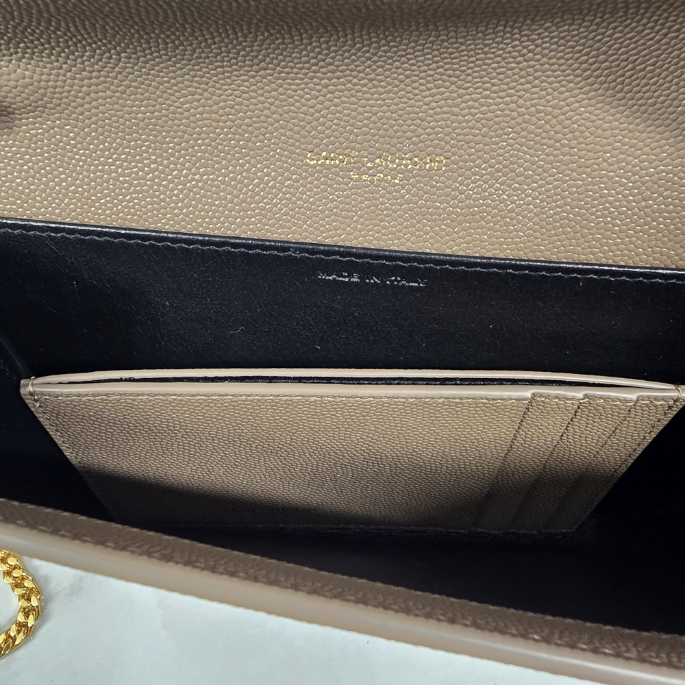 Yves Saint Laurent Taupe Leather Chain Bag - Picture 8 of 16